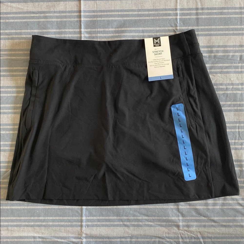 Members Mark Size L Black Athletic Stretch Skort